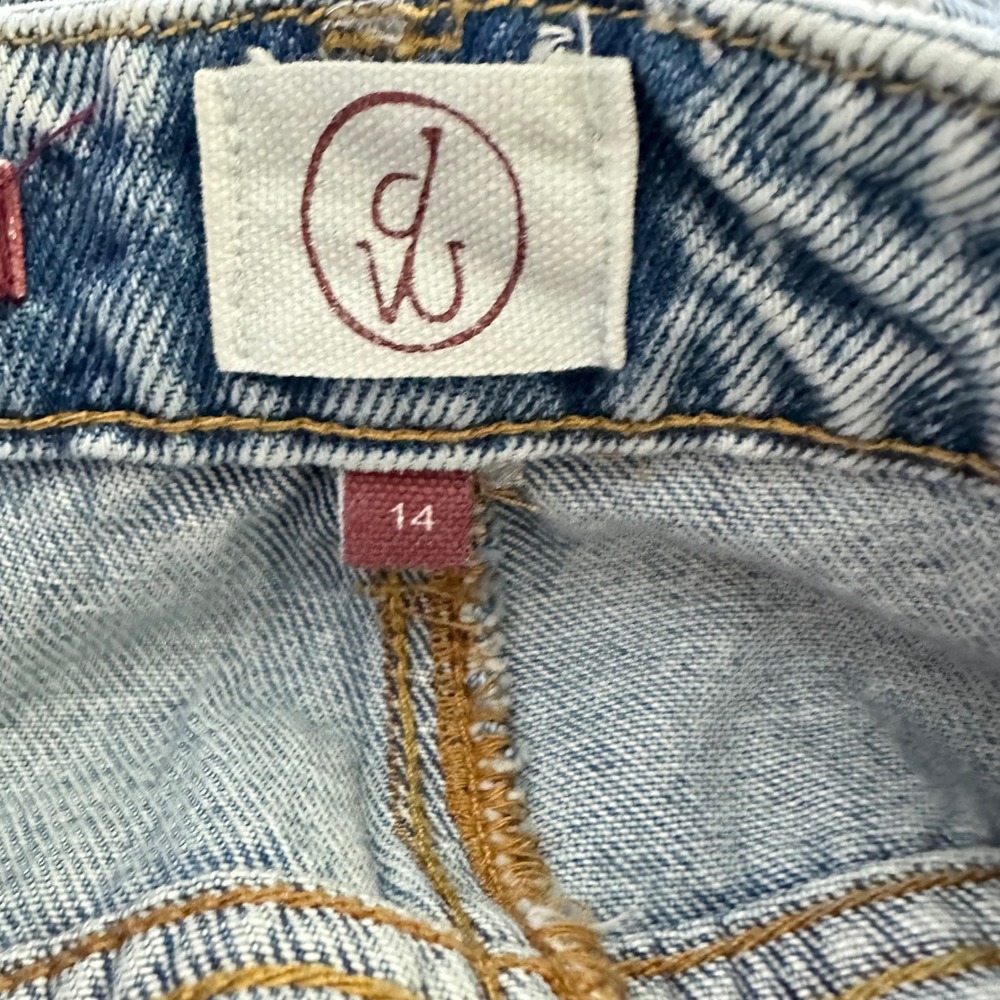 Driftwood Becky Barrel Jeans Light Wash Floral Embroidered High Rise Size 14 NEW - Picture 8 of 9